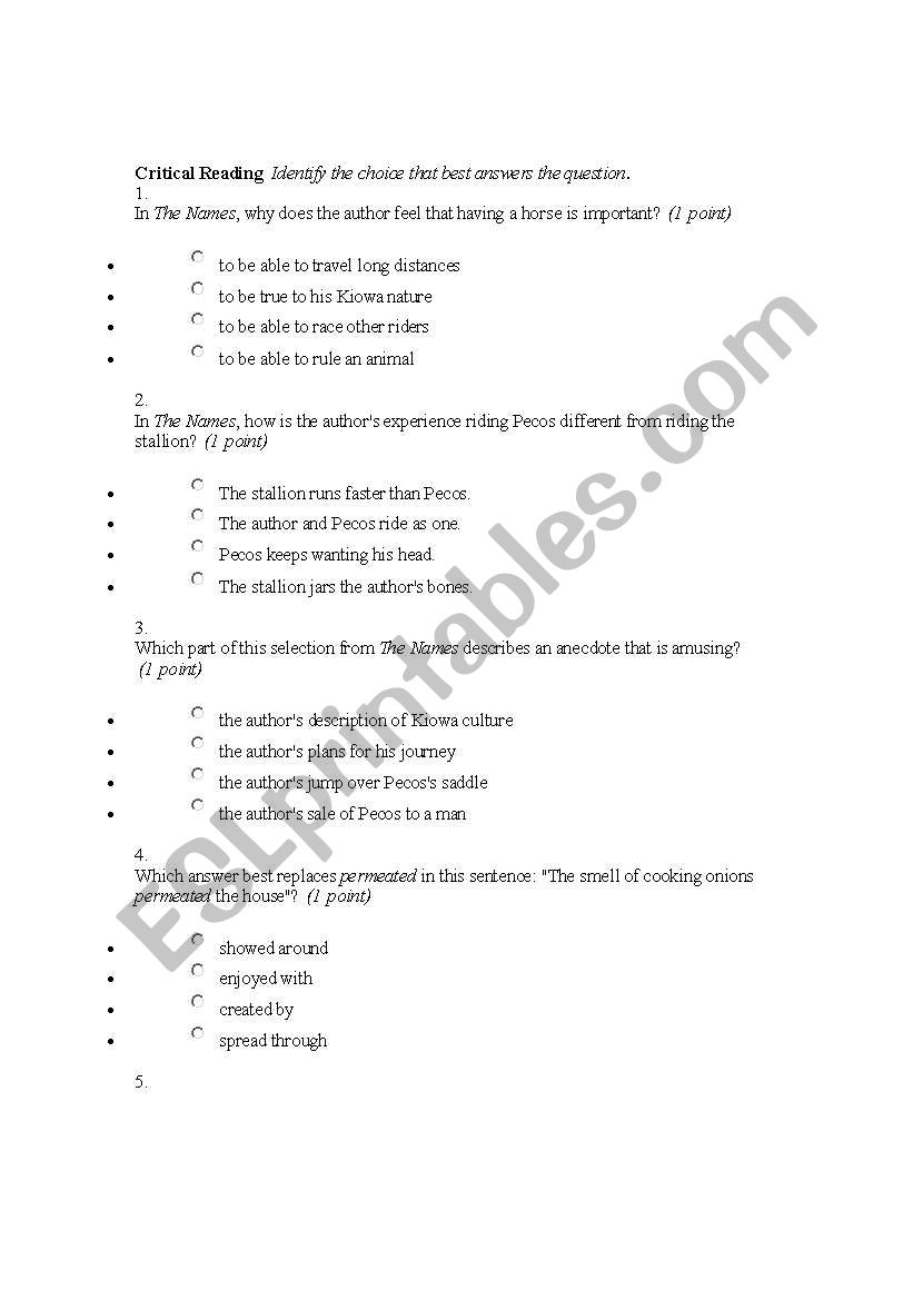 compare and contrast essay worksheet