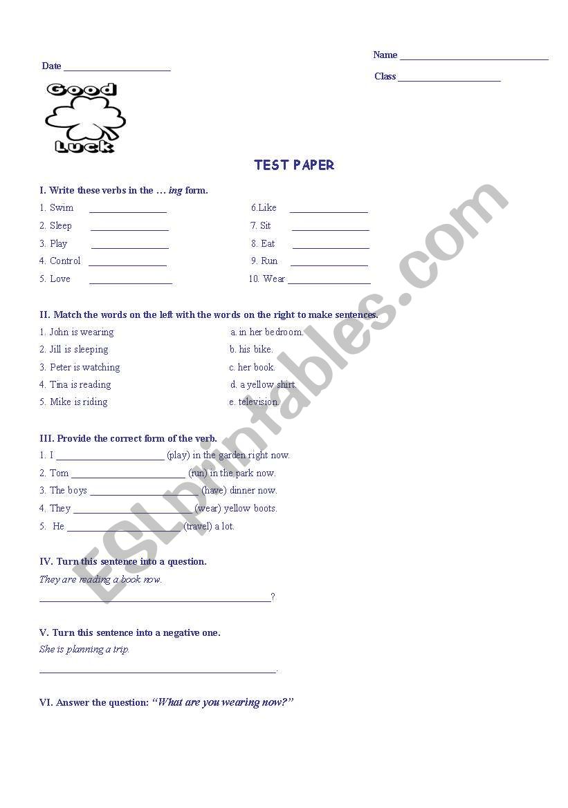 Present Continuous worksheet