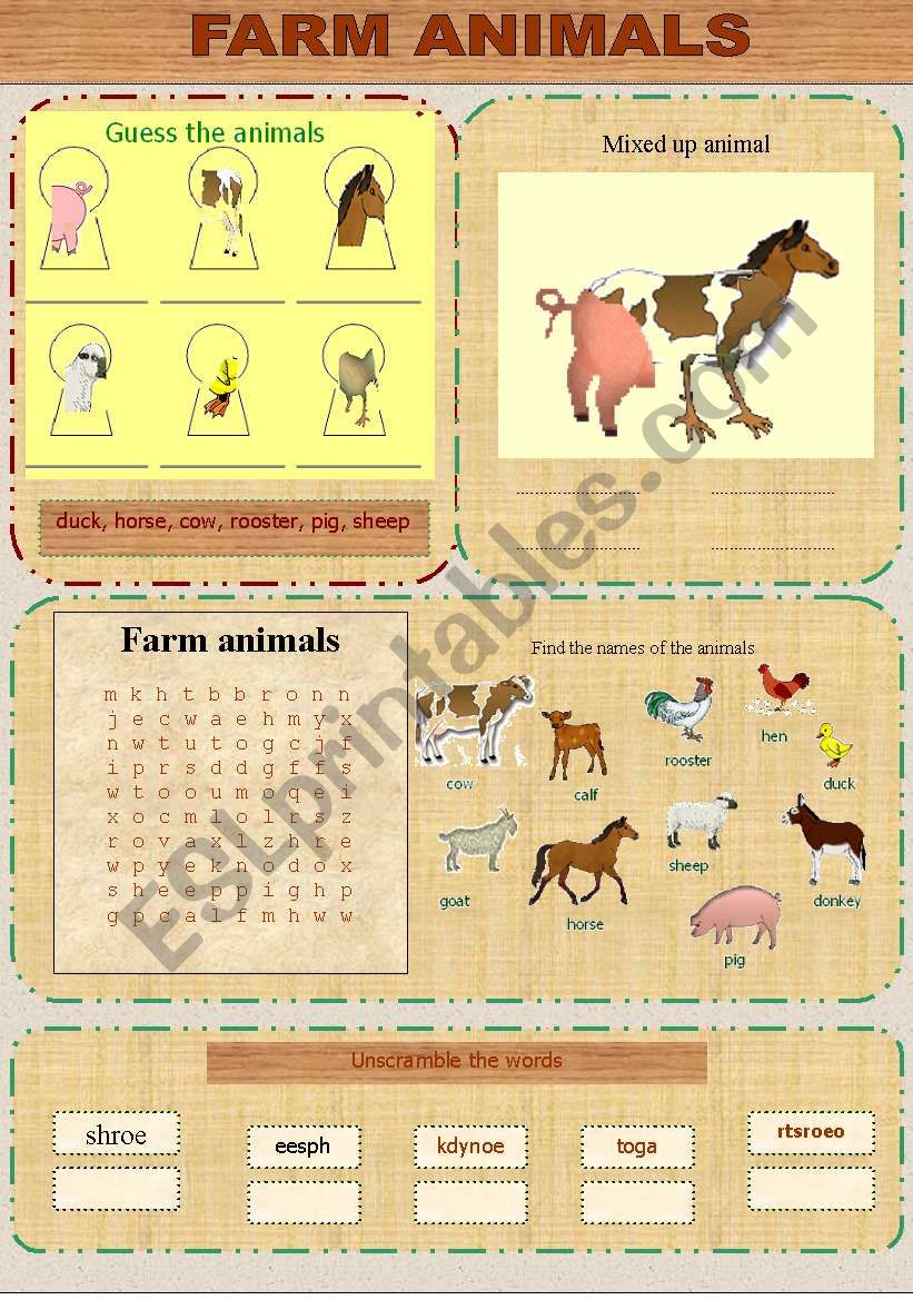 Farm animals worksheet