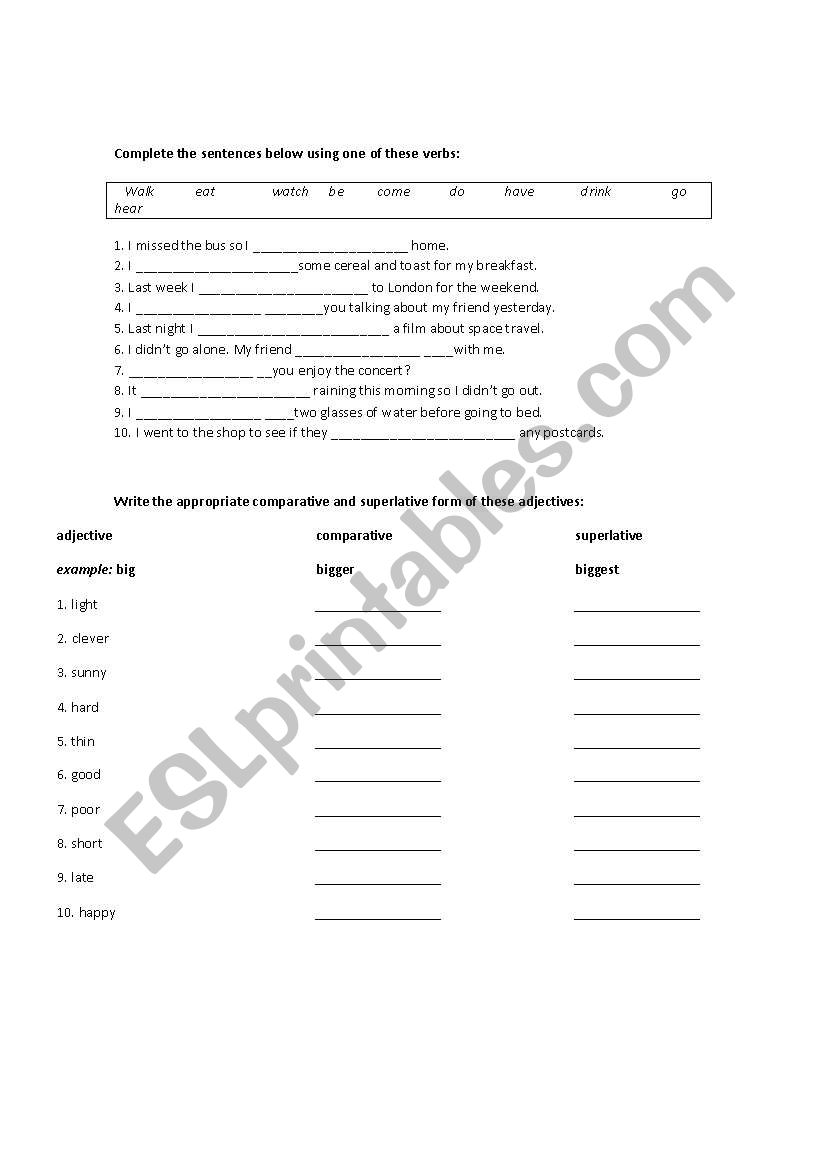 Simple Past and Comparatives-Superlatives