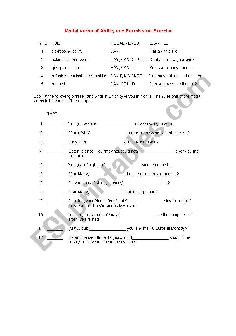 MODAL VERBS worksheet