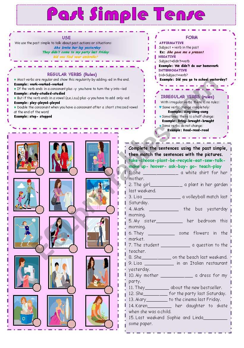 Past Simple Tense ESL Worksheet By Esther1976