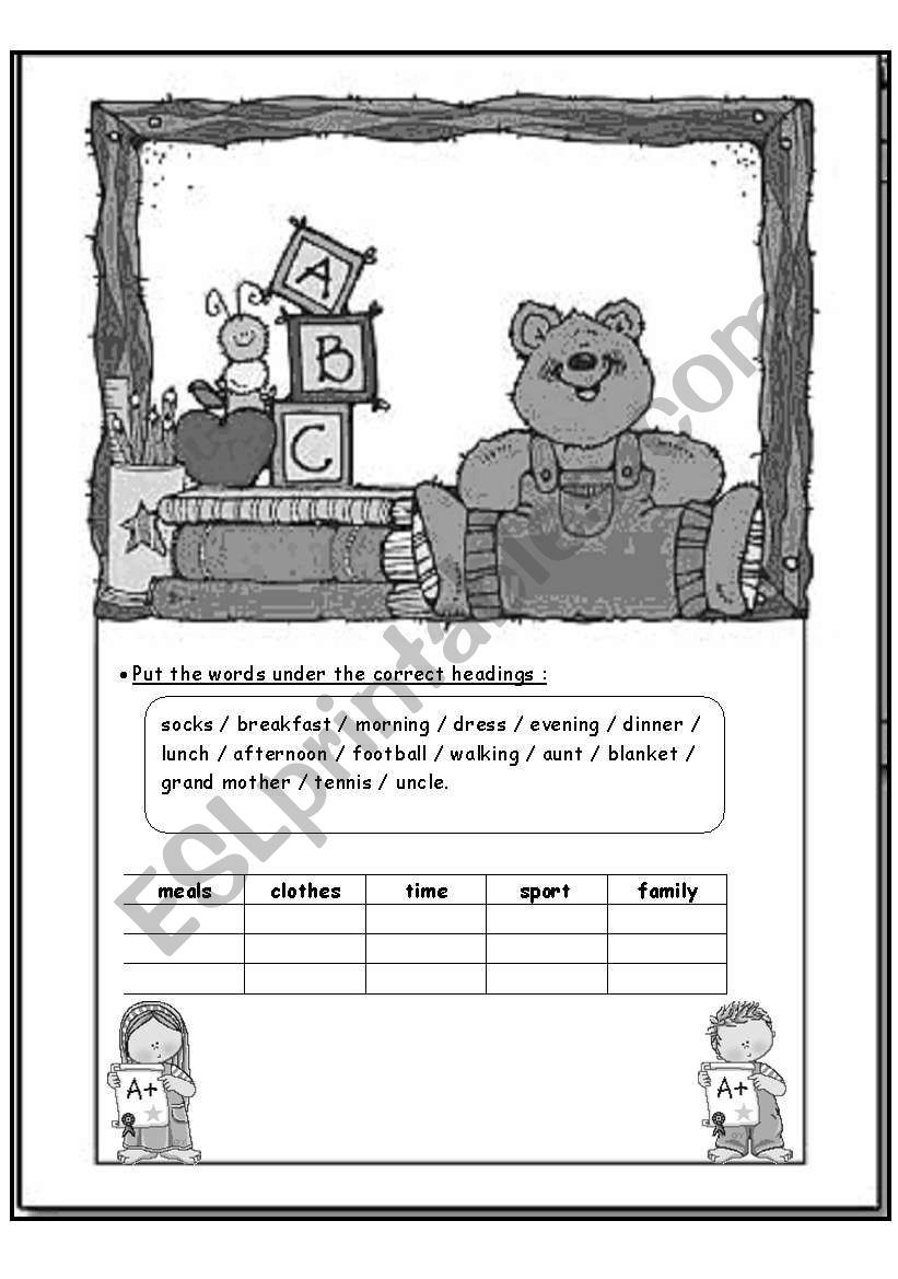 vocabulary worksheet