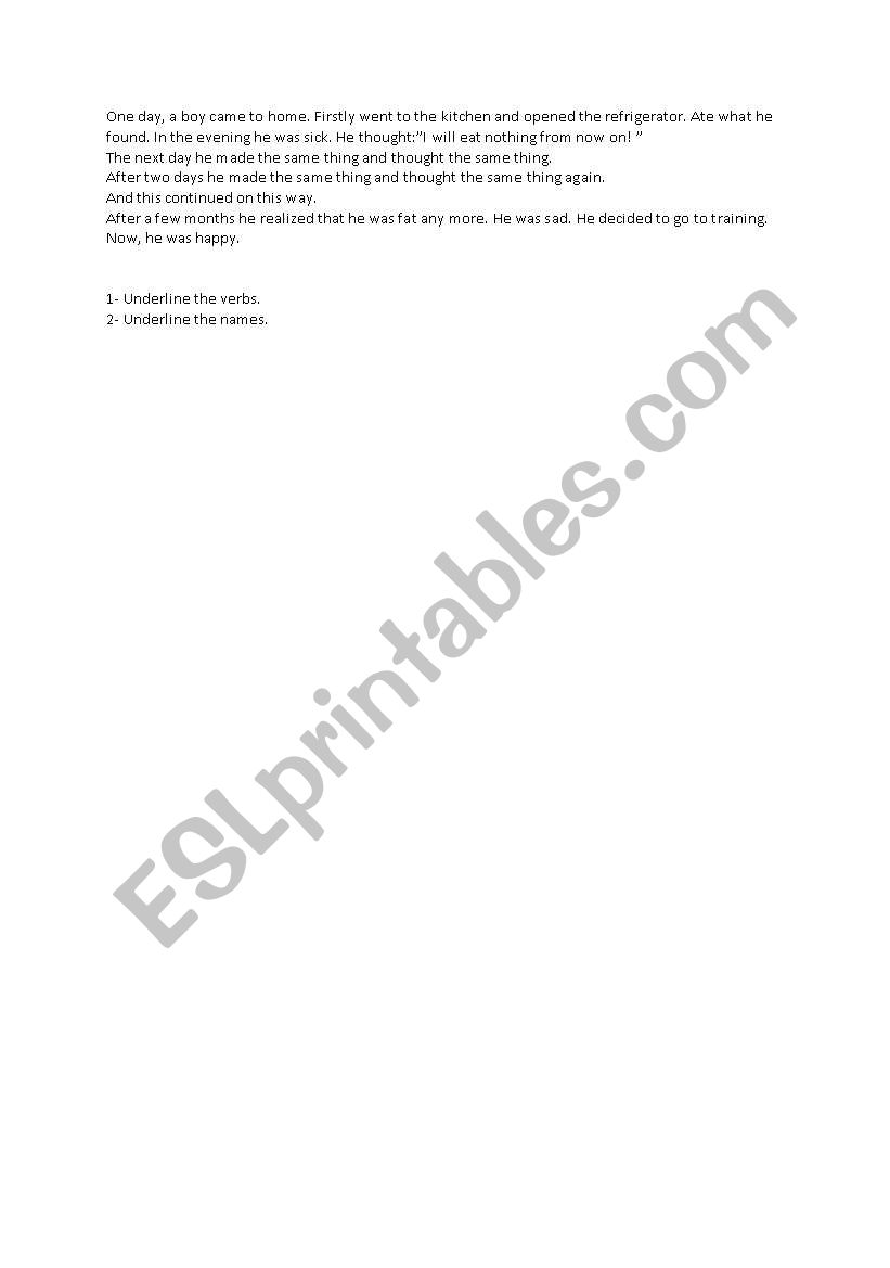 find verbs and nouns worksheet