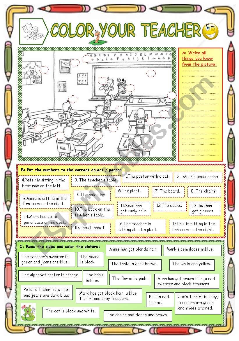 Color your teacher:-) worksheet