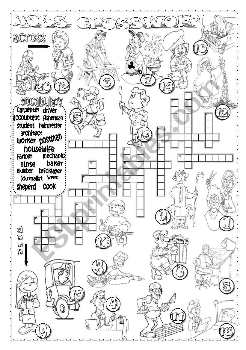 JOBS CROSSWORD (3) worksheet