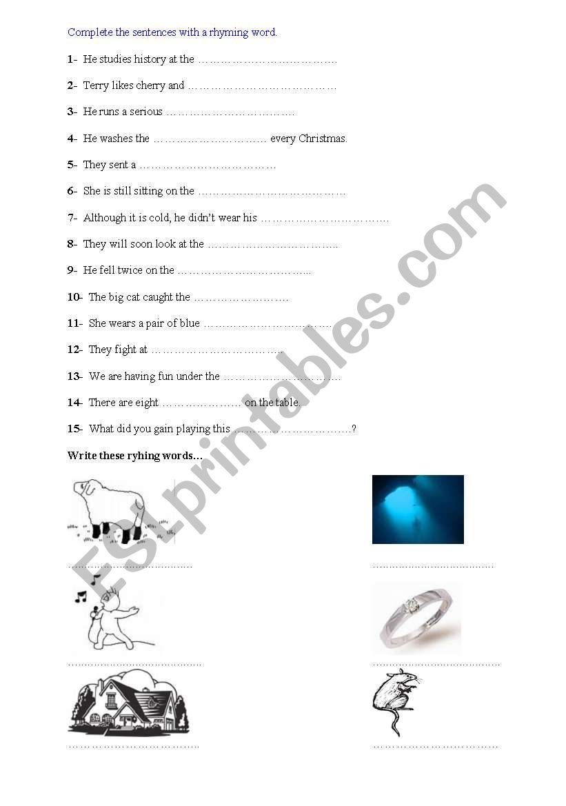 rhyming words worksheet