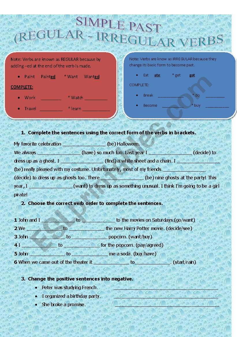 Simple past (regular - irregular verbs