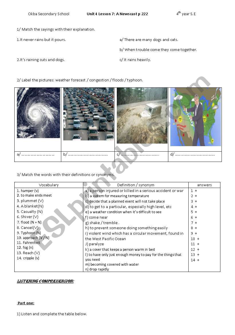 4th year - Unit 4 Lesson 5 A news Cast