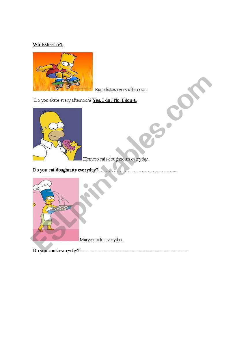 Present Simple - The Simpsons worksheet