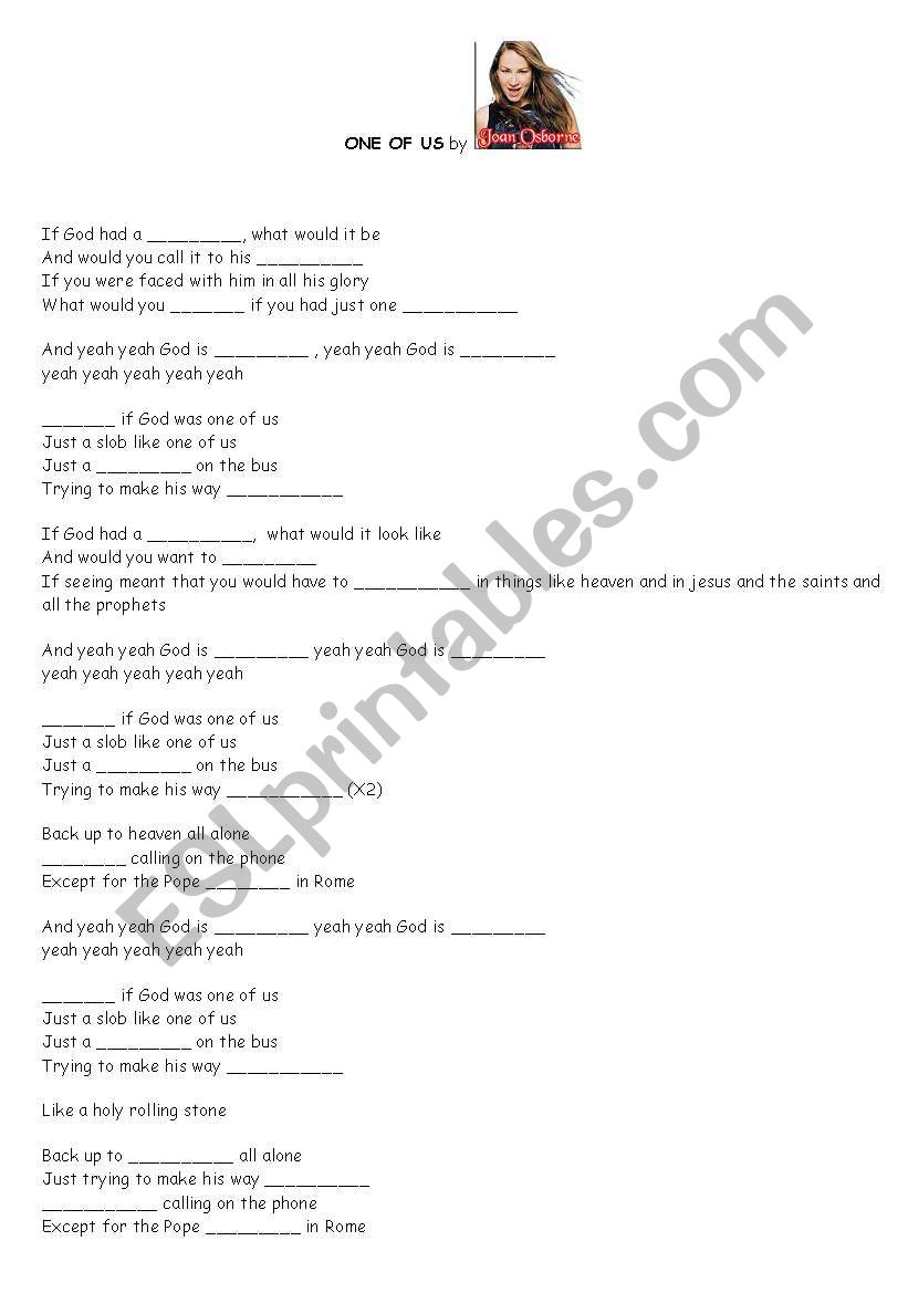 One Of Us worksheet