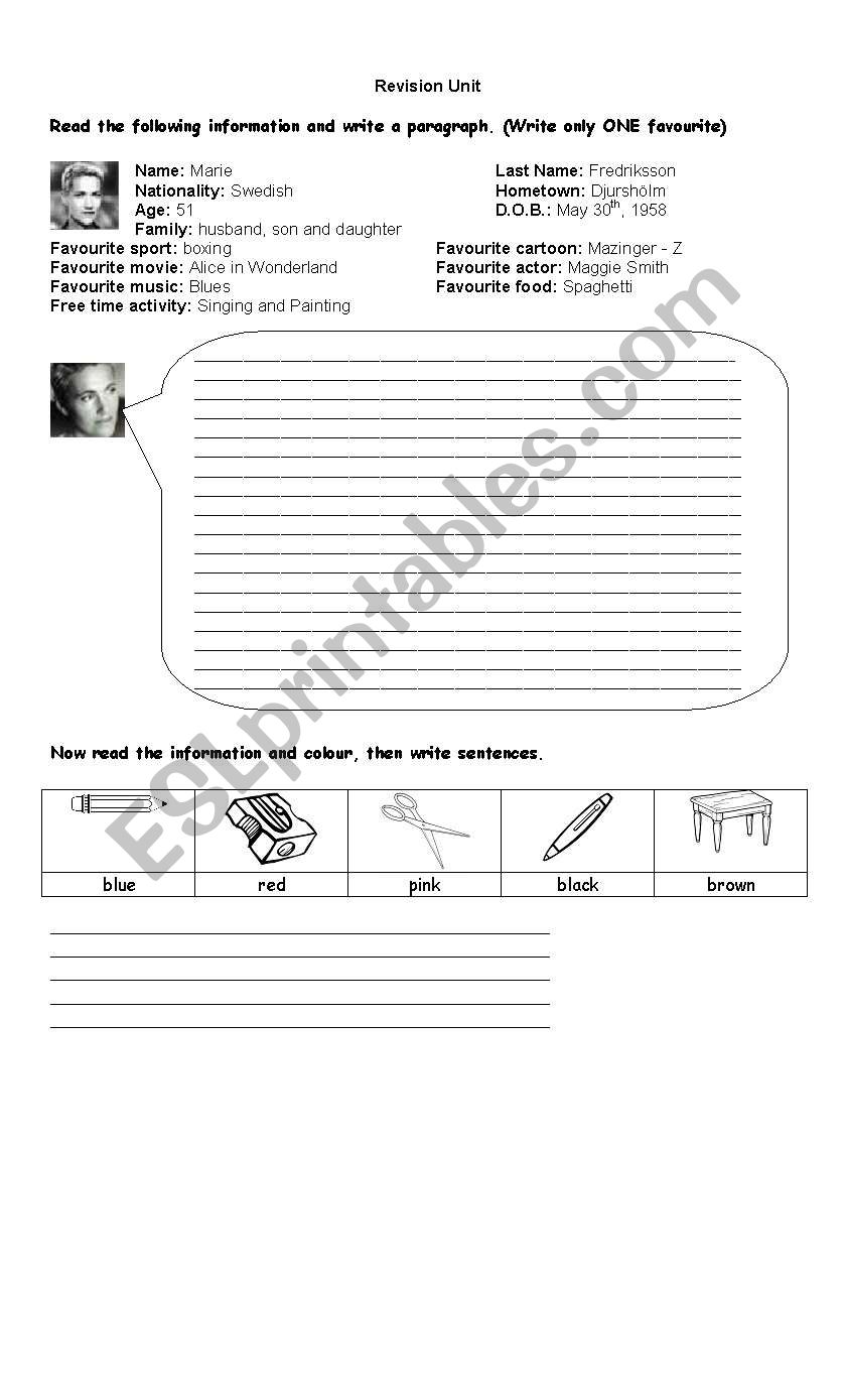 Revision  worksheet