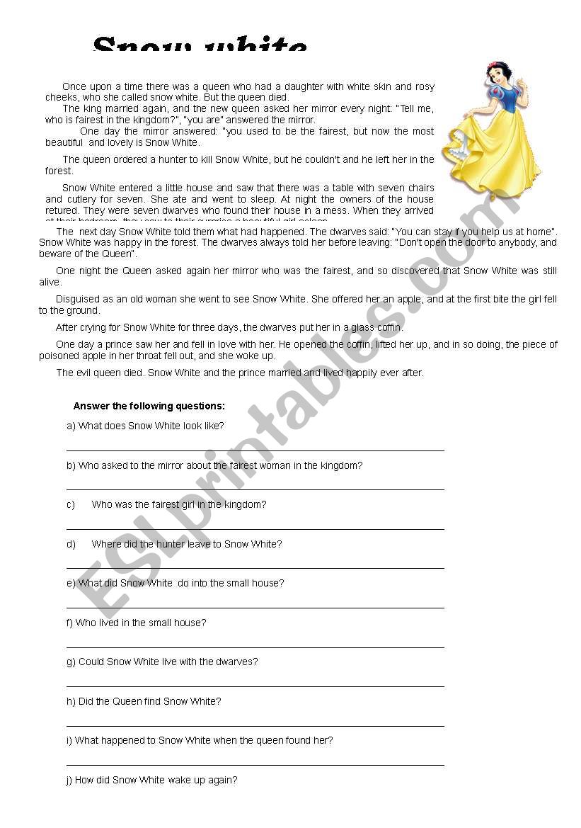 Fairy Tales- Snow White worksheet