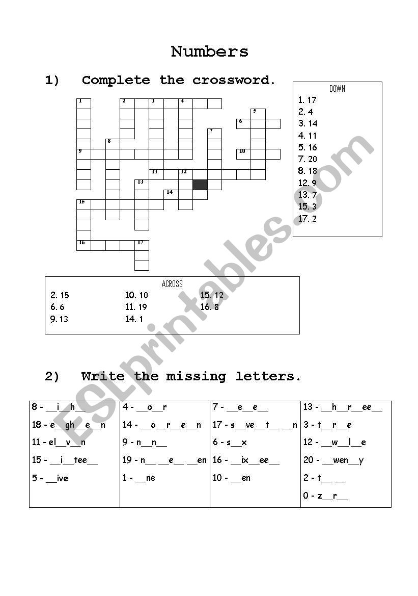 numbers till 20 worksheet