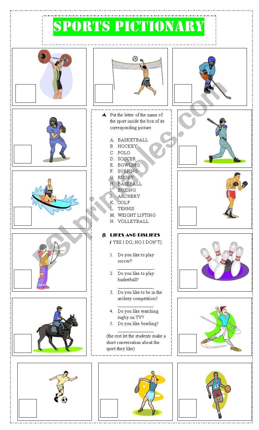 sports vocabulary worksheet