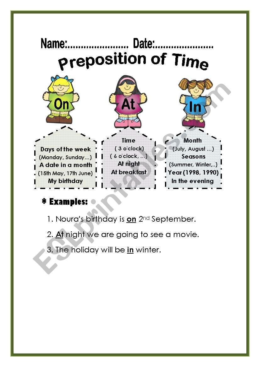 Prepositions worksheet