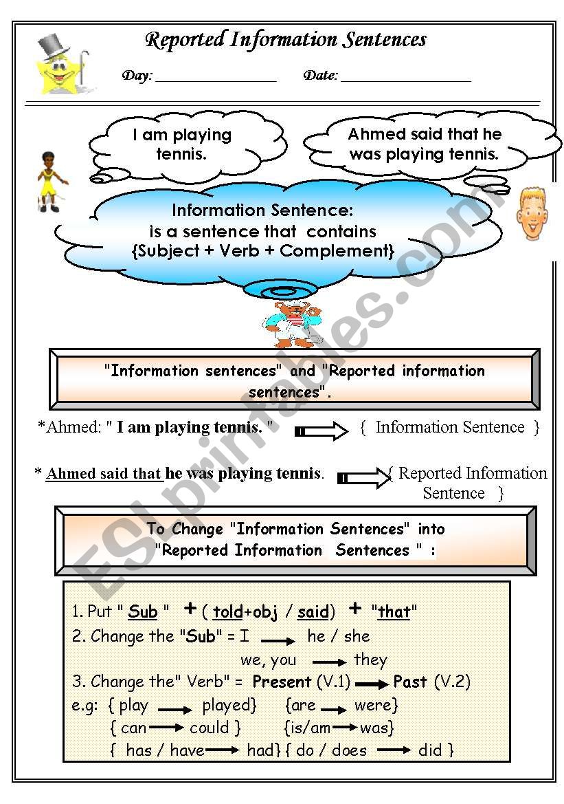 Reported information worksheet