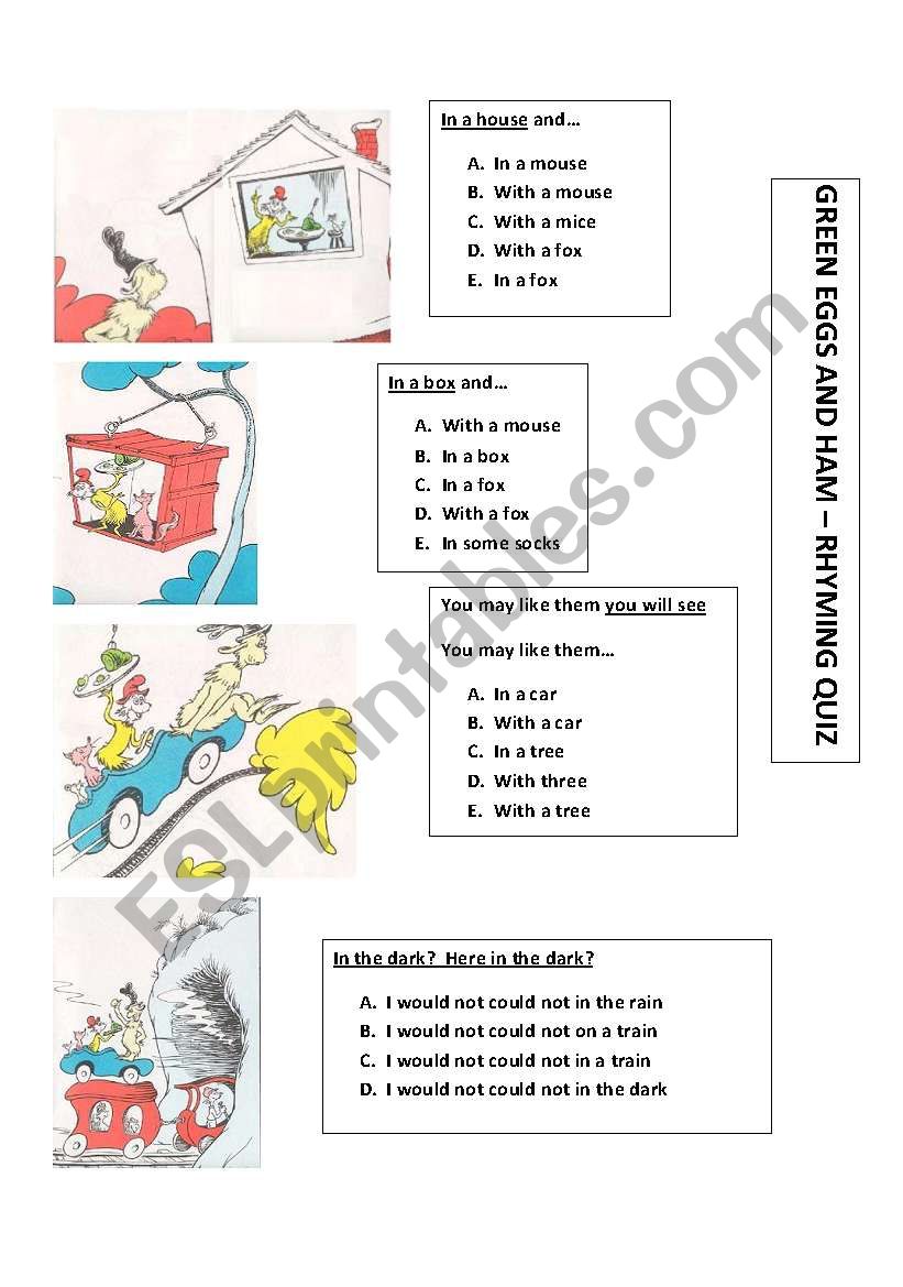 Green Eggs & Ham worksheet