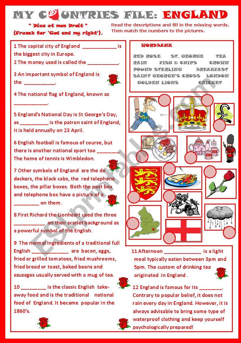 My Countries File: England worksheet