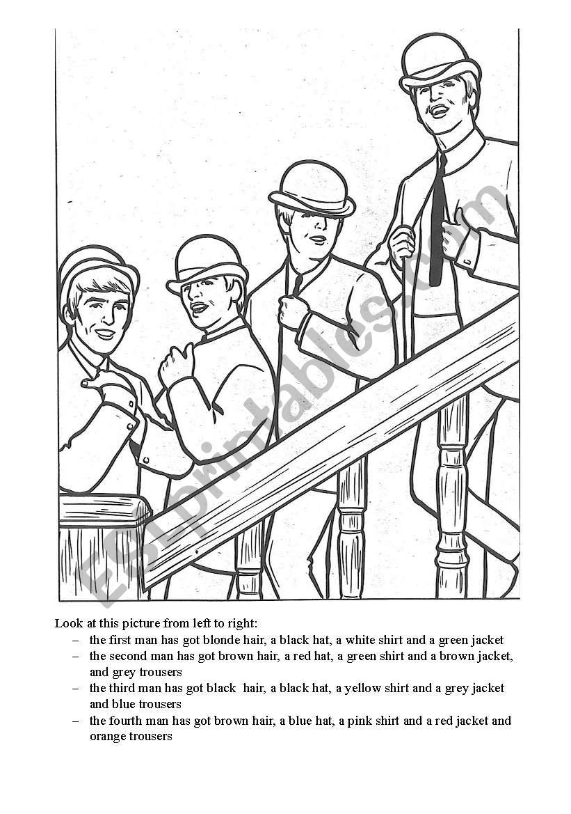 Color the Beatles worksheet
