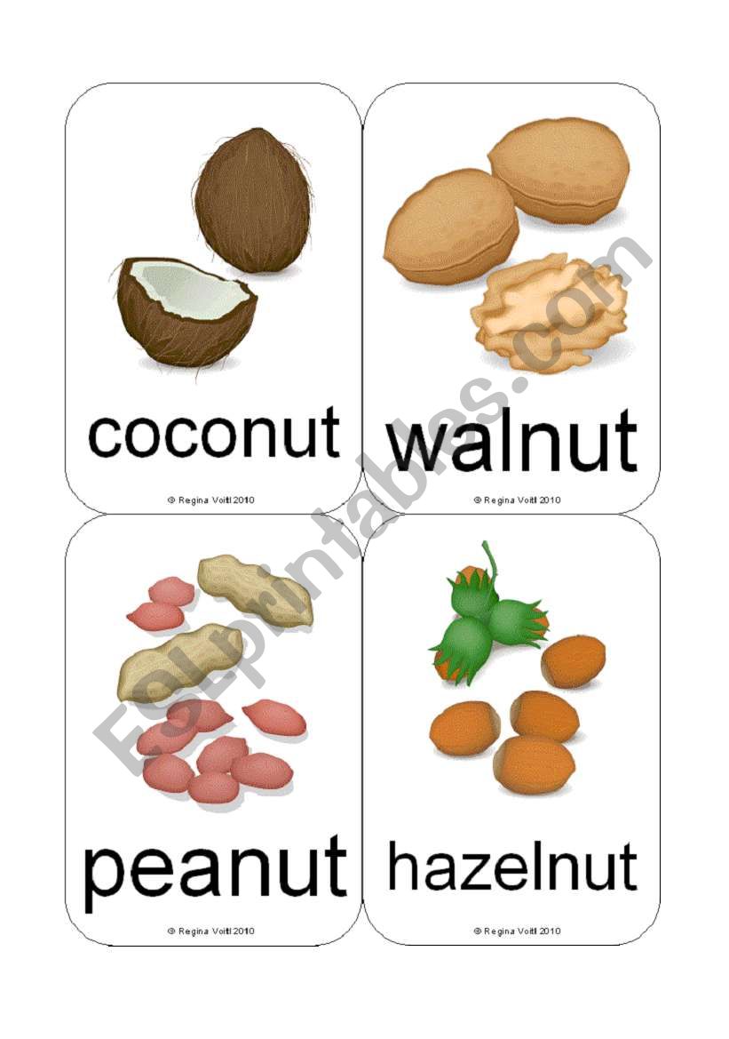 Fruit / Vegetable Flashcards (Nuts & Berries) (12 cards)