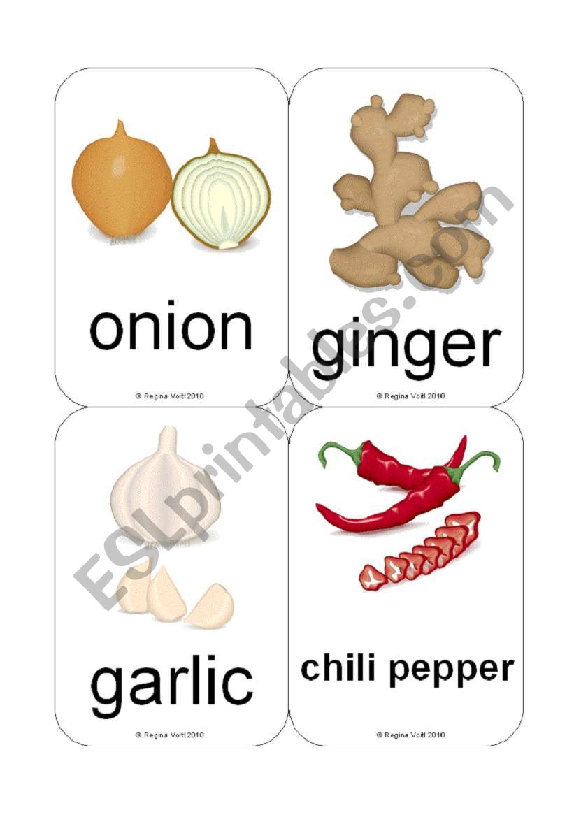 Fruit / Vegetable Flashcards (12 cards) (Herbs, Spices and Vegestables)