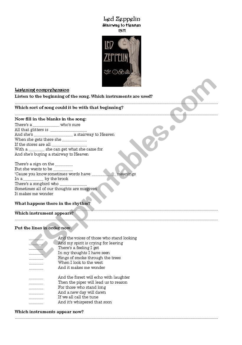 Stairway to Heaven worksheet