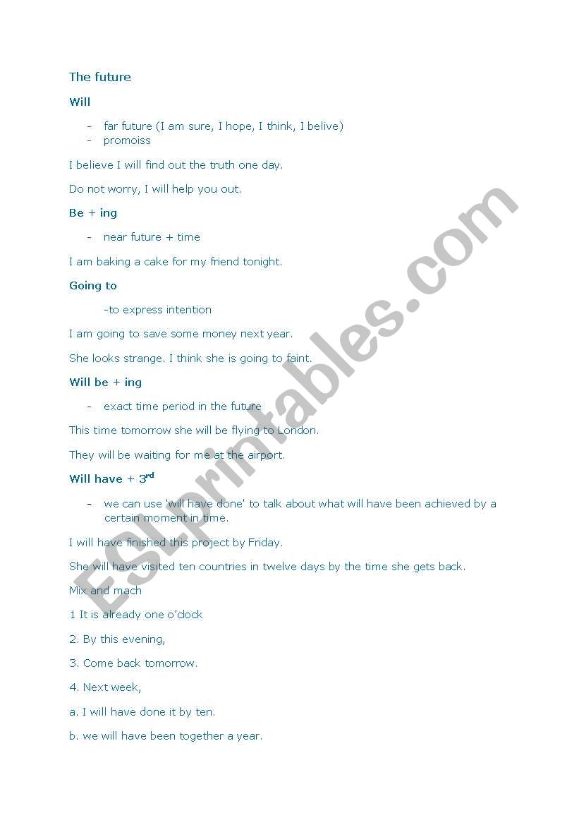The future worksheet