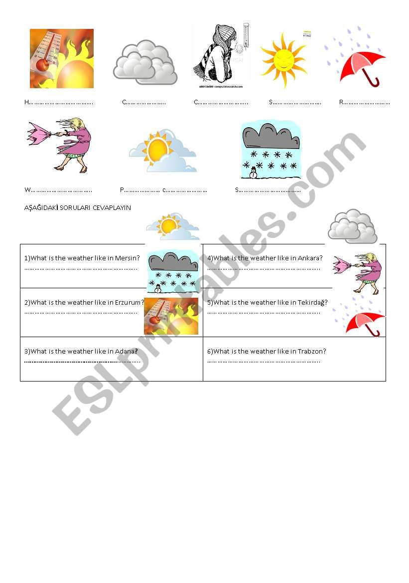 weather conditions worksheet