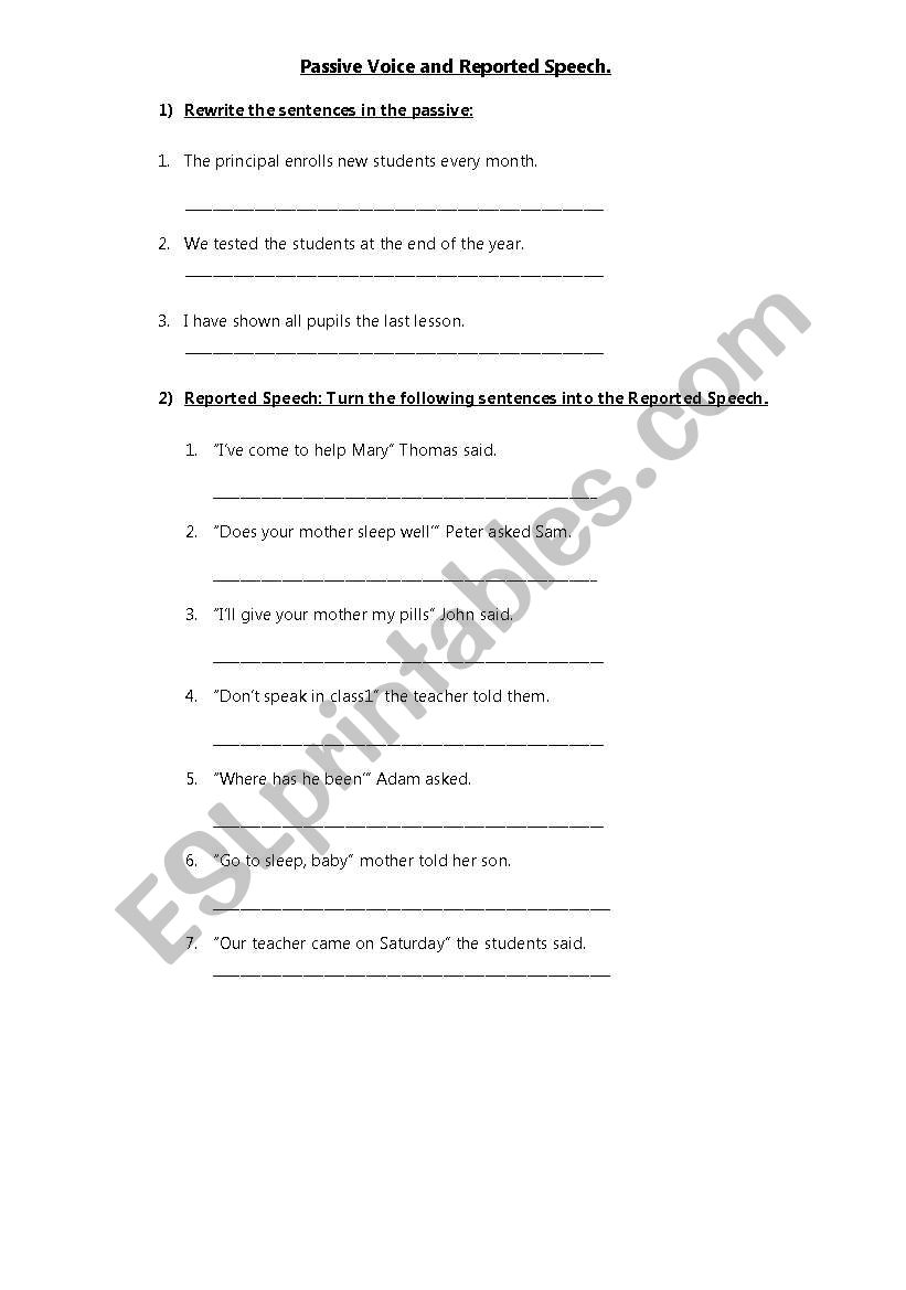 Passive Voice amd Reported Speech Test