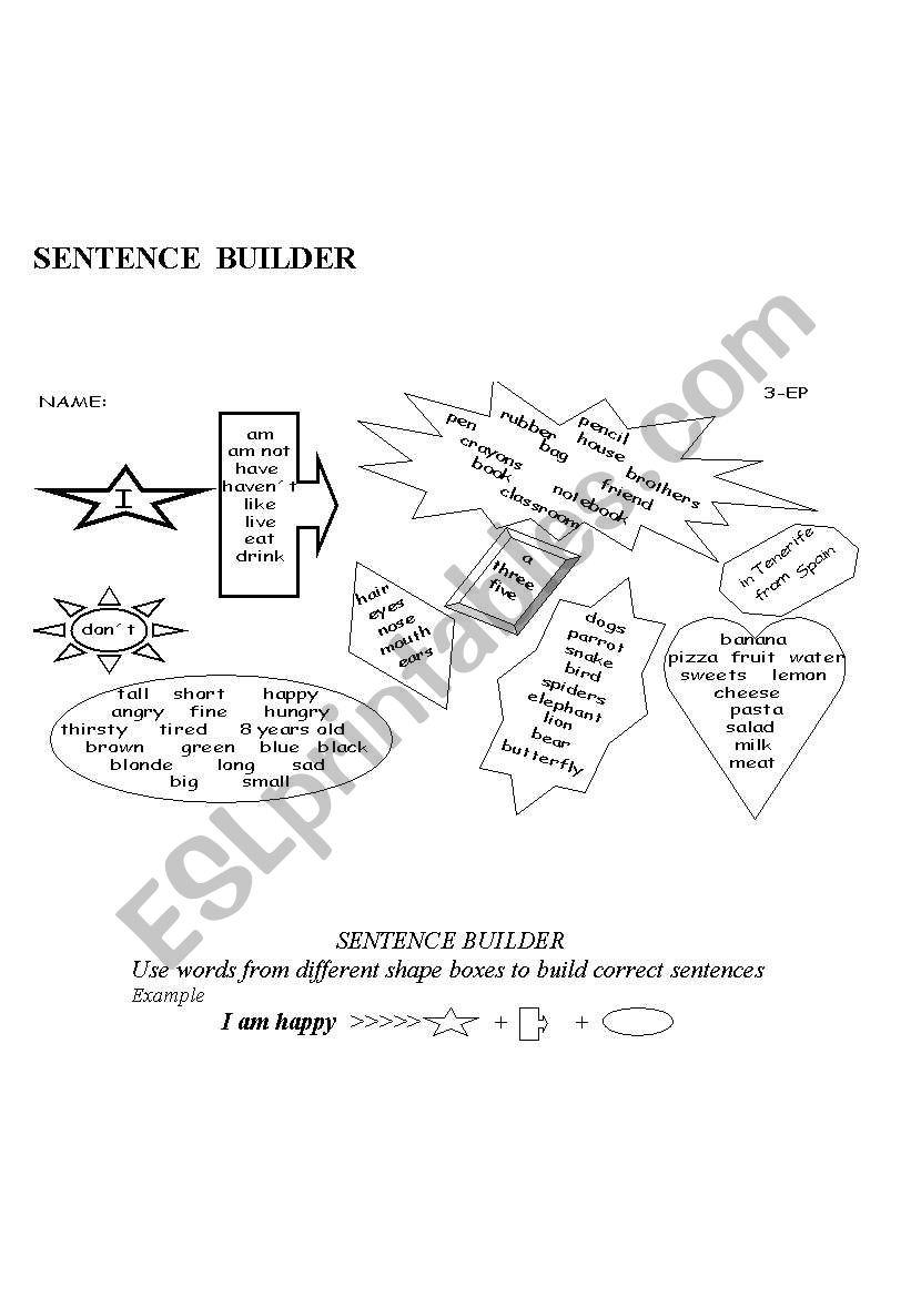 Sentence Builder worksheet