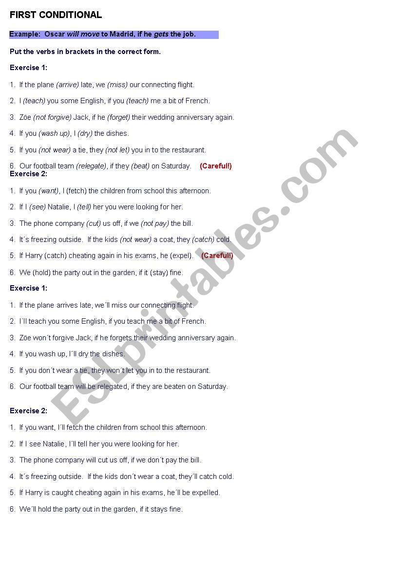 conditionals worksheet