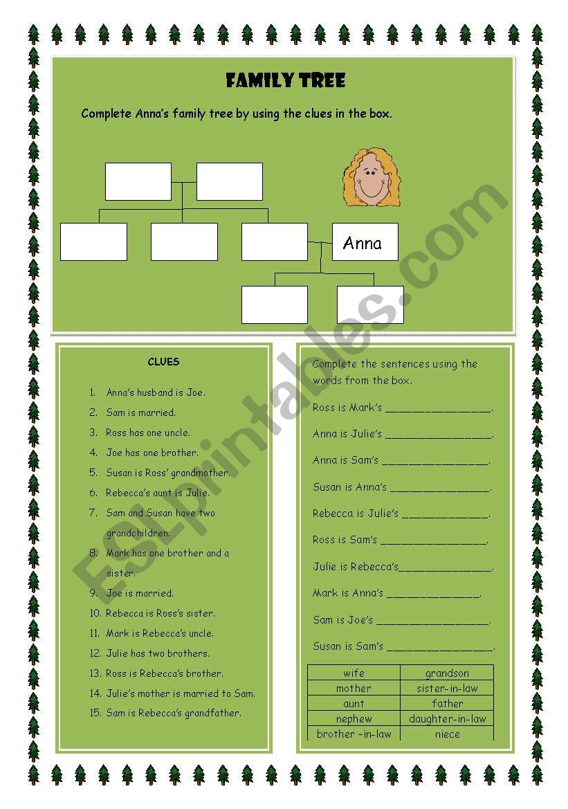 Family members worksheet