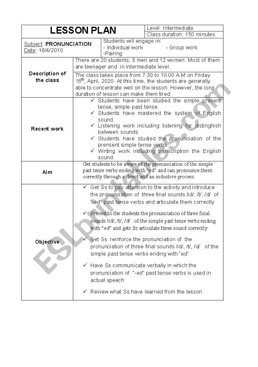 lesson plan worksheet