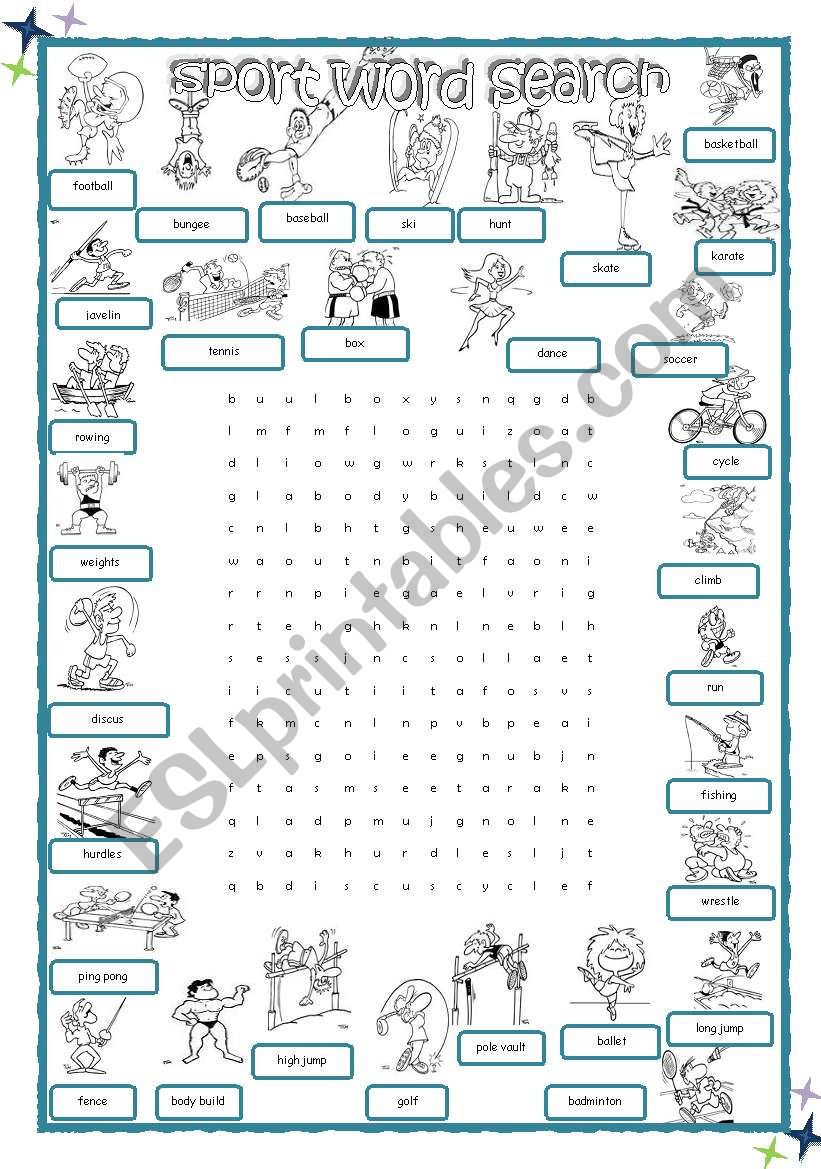 Sport Word Search worksheet