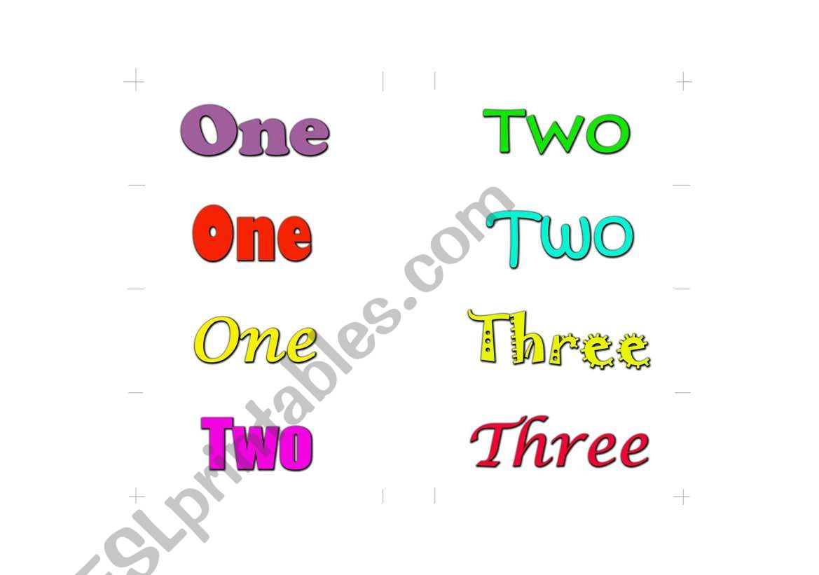 Spelling Numbers One to Twenty (card one)