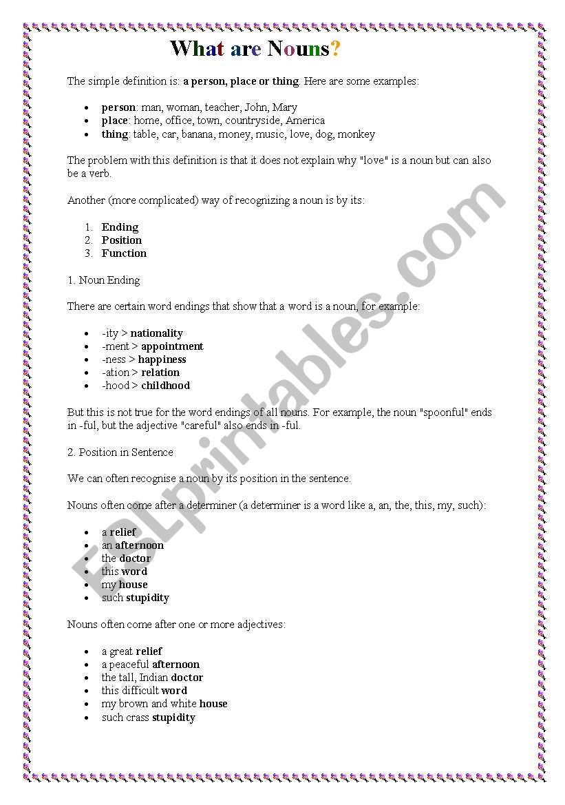 Uncountable Nouns  worksheet