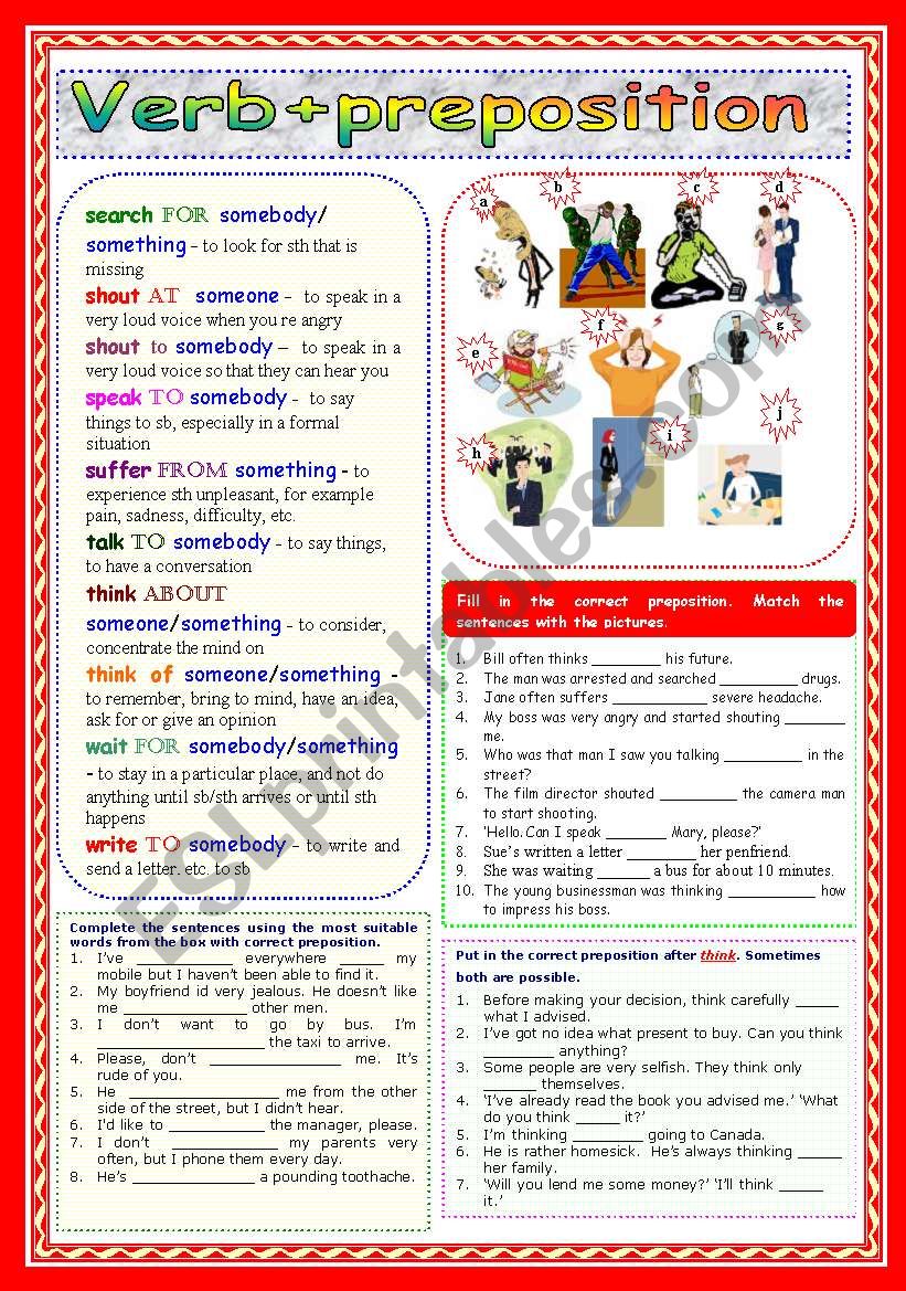 Verb+preposition (Part 3) worksheet