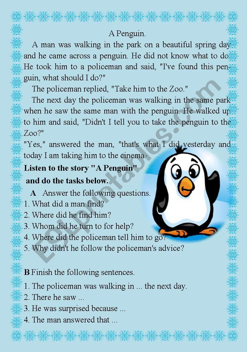 A penguin worksheet