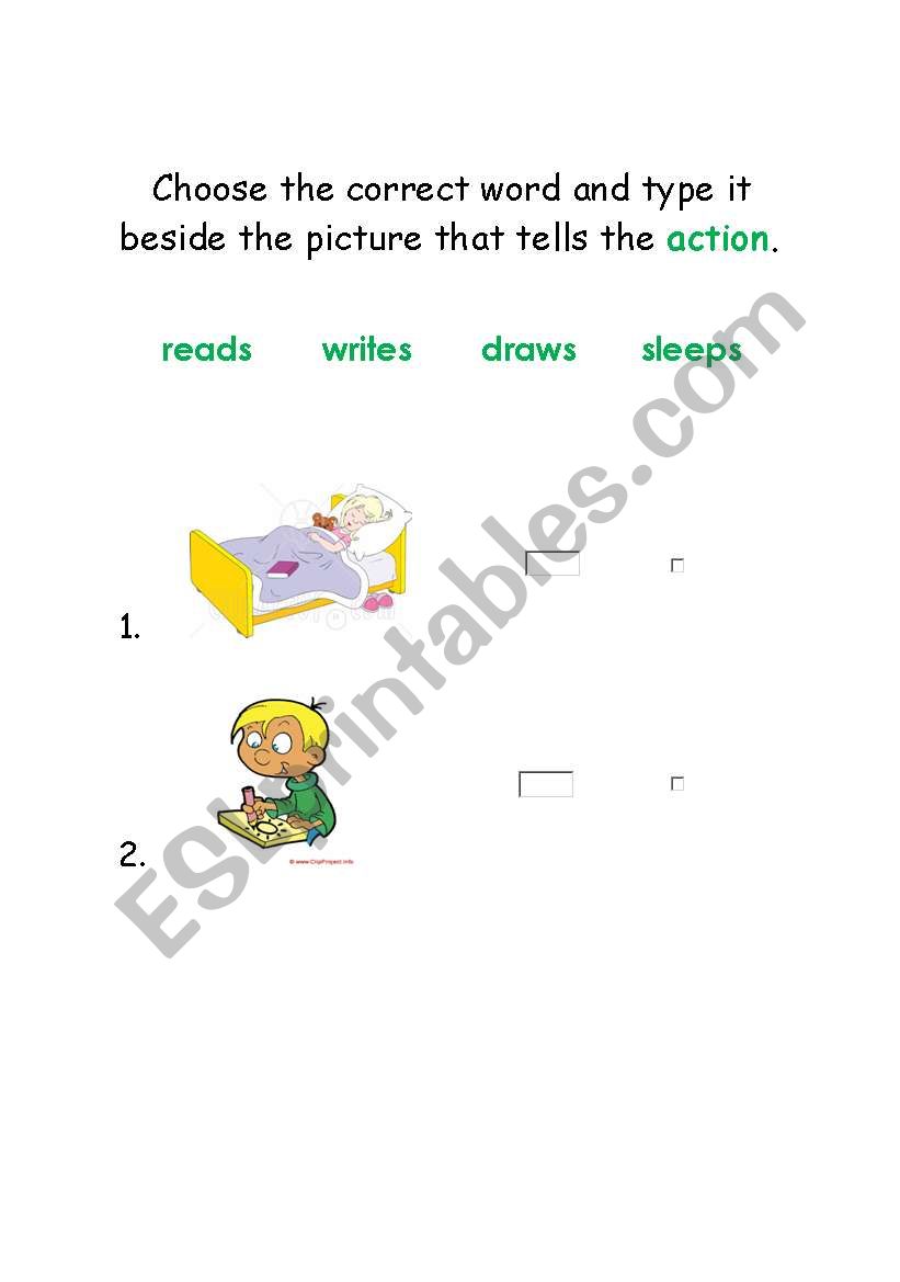 Choose the action verb worksheet