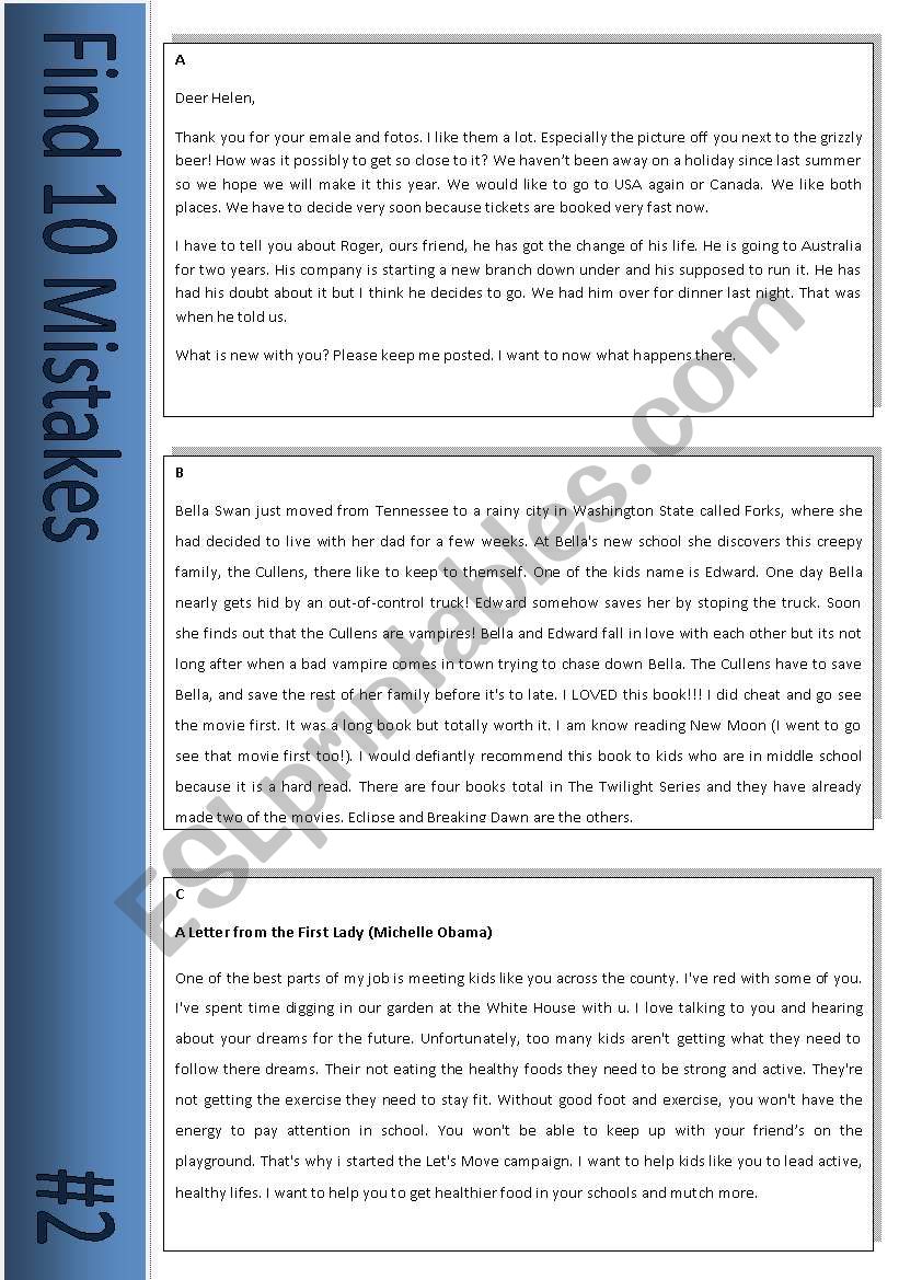 Find 10 Mistakes #2 worksheet