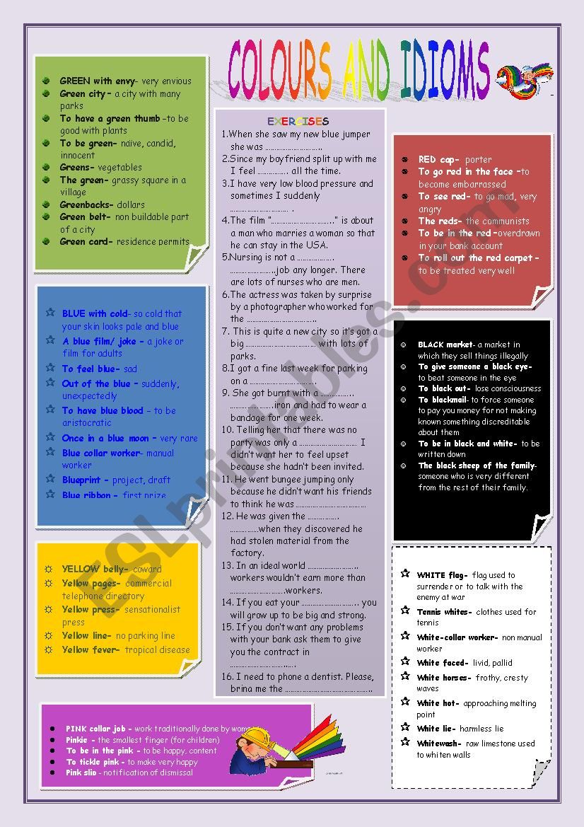 COLOUR IDIOMS worksheet