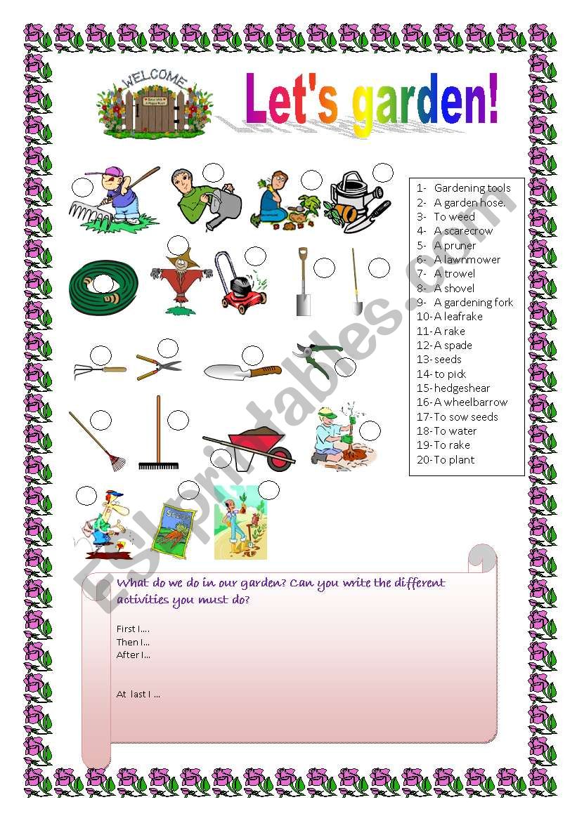 gardening (+ key) worksheet