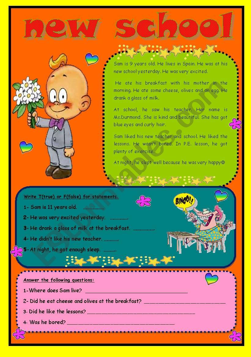 Simple Past Tense reading with questions
