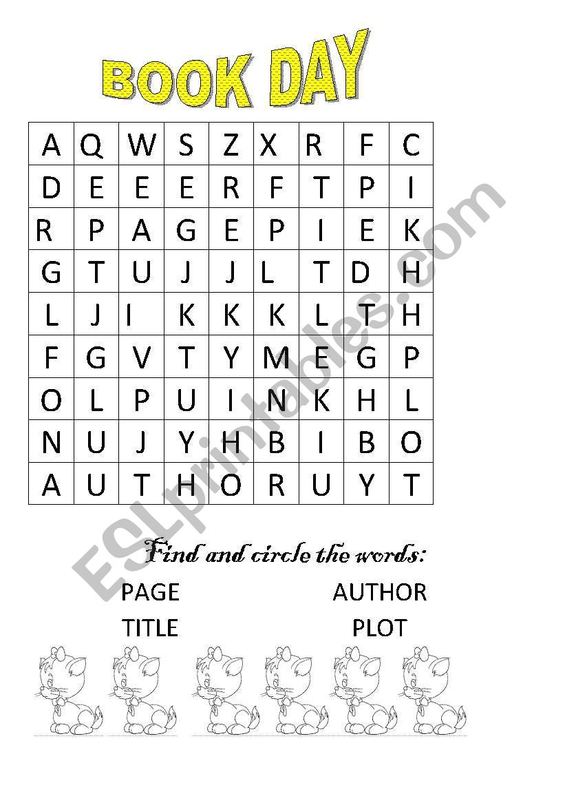 BOOK DAY WORDSEARCH worksheet
