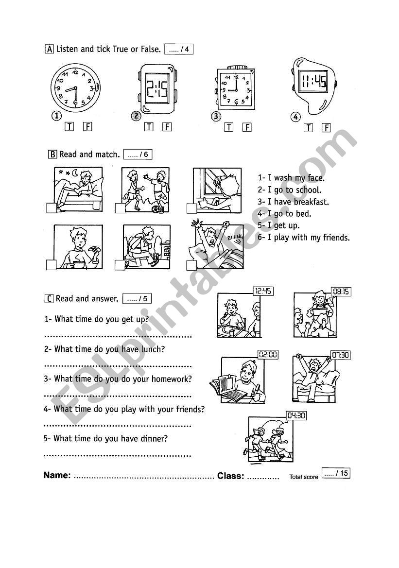 hours, routines worksheet