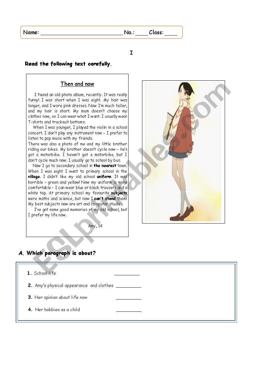 Then and now worksheet