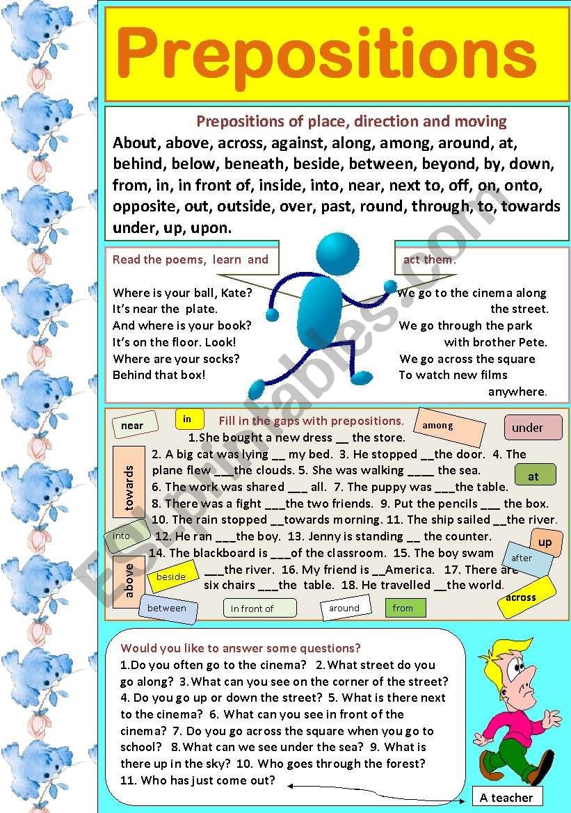 Prepositions  worksheet