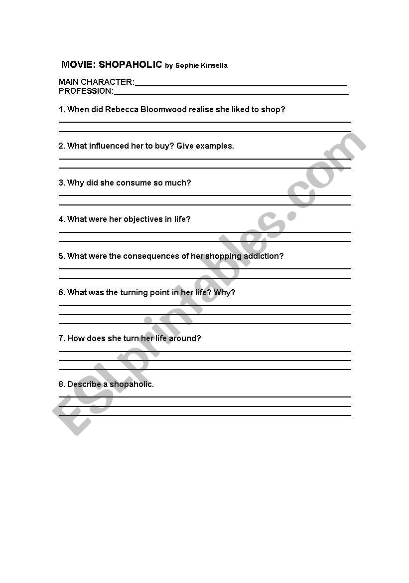 Worksheet on the film Shopaholic