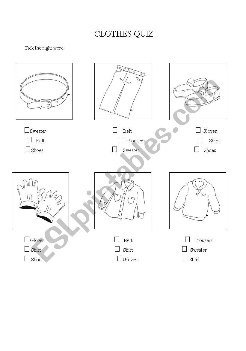 clothing worksheet worksheet